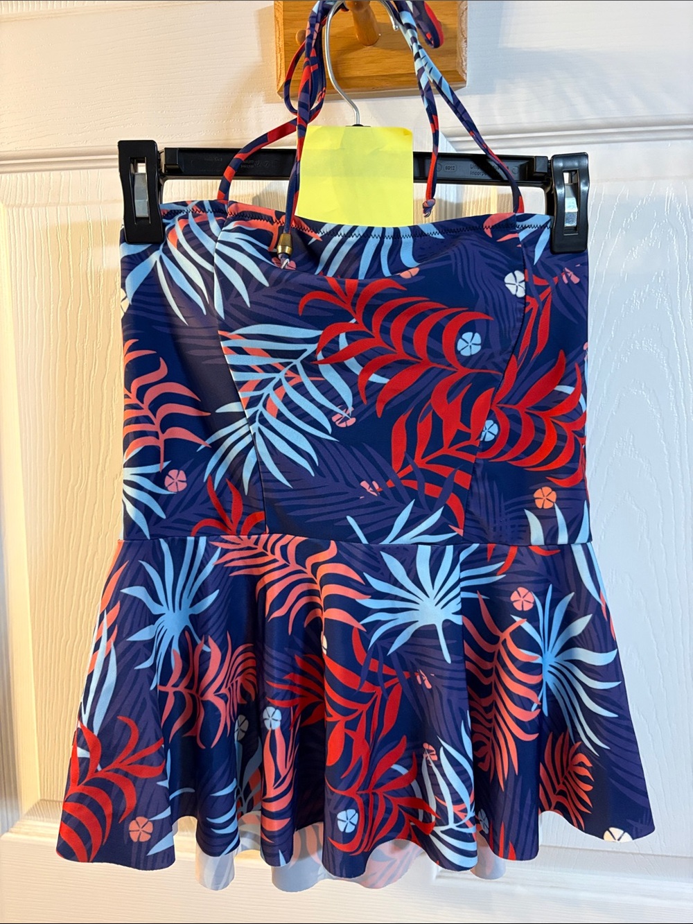Women’s Navy Tropical Print Flare Bathing Suit Top